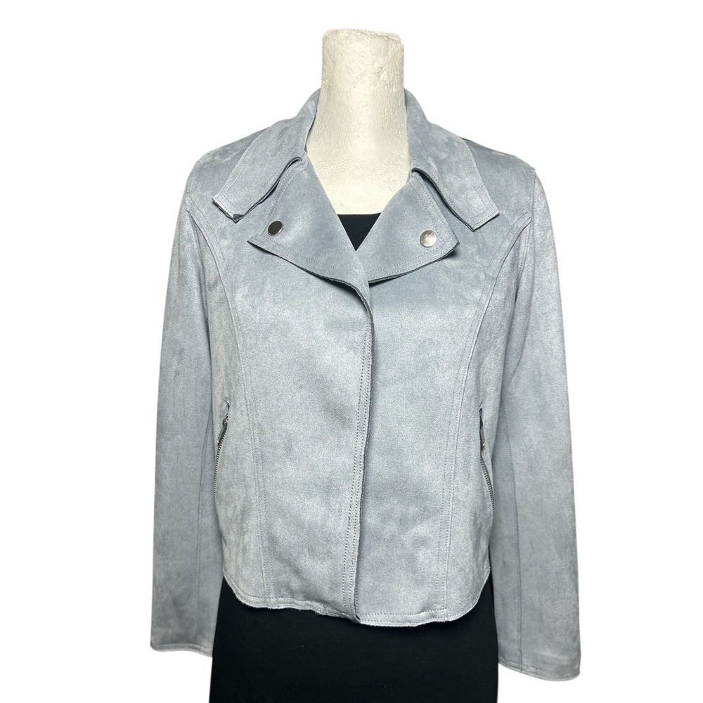 Philosophy Republic Clothing Faux Leather Open Moto Jacket Light Blue Size Small